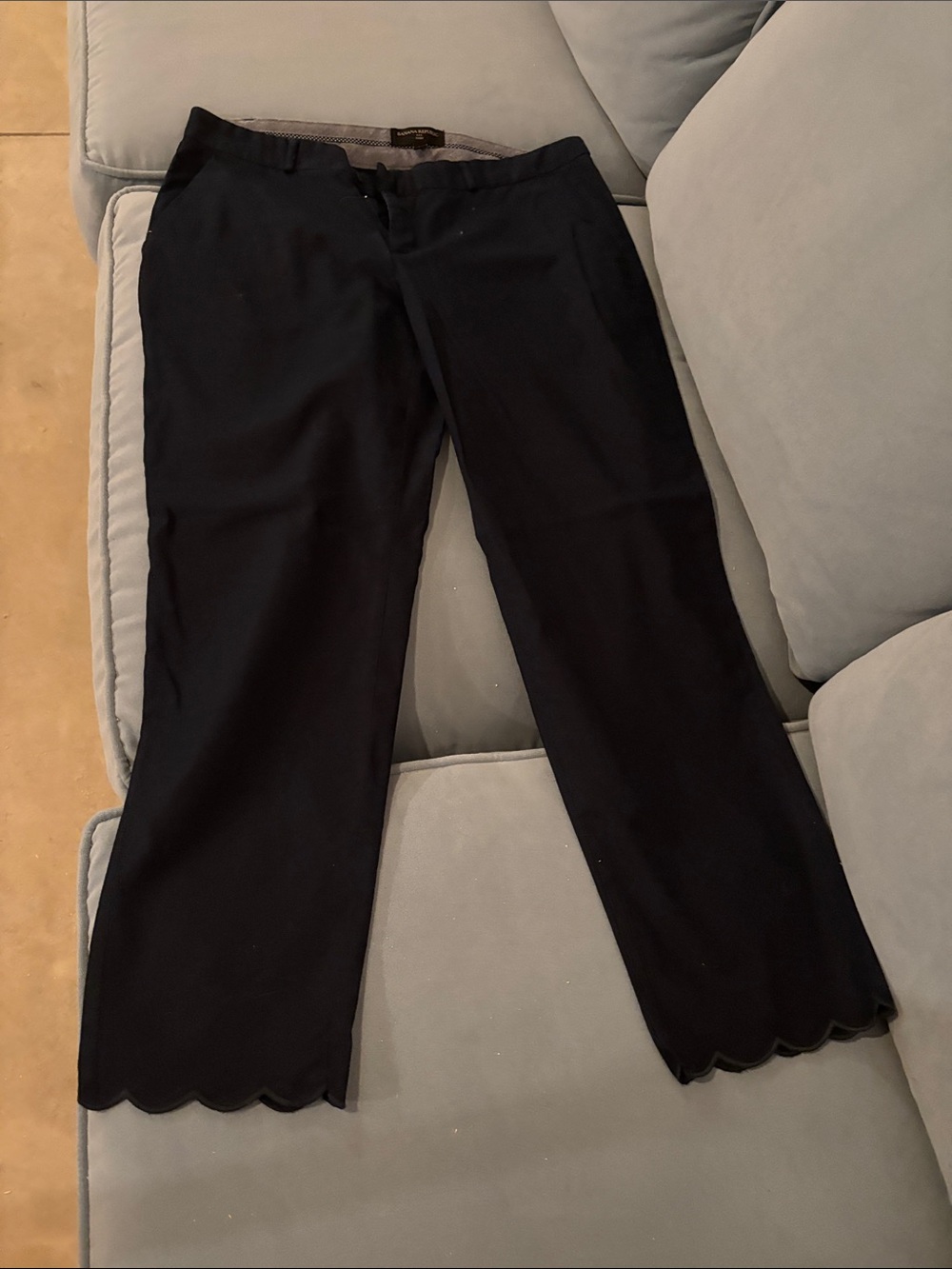 Banana Republic Black Wide-Leg Scallop-Hem Pants